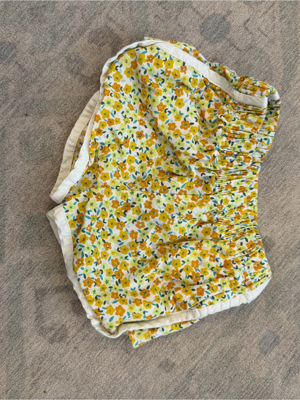 Tea Girls Yellow Floral Elastic Waist Shorts